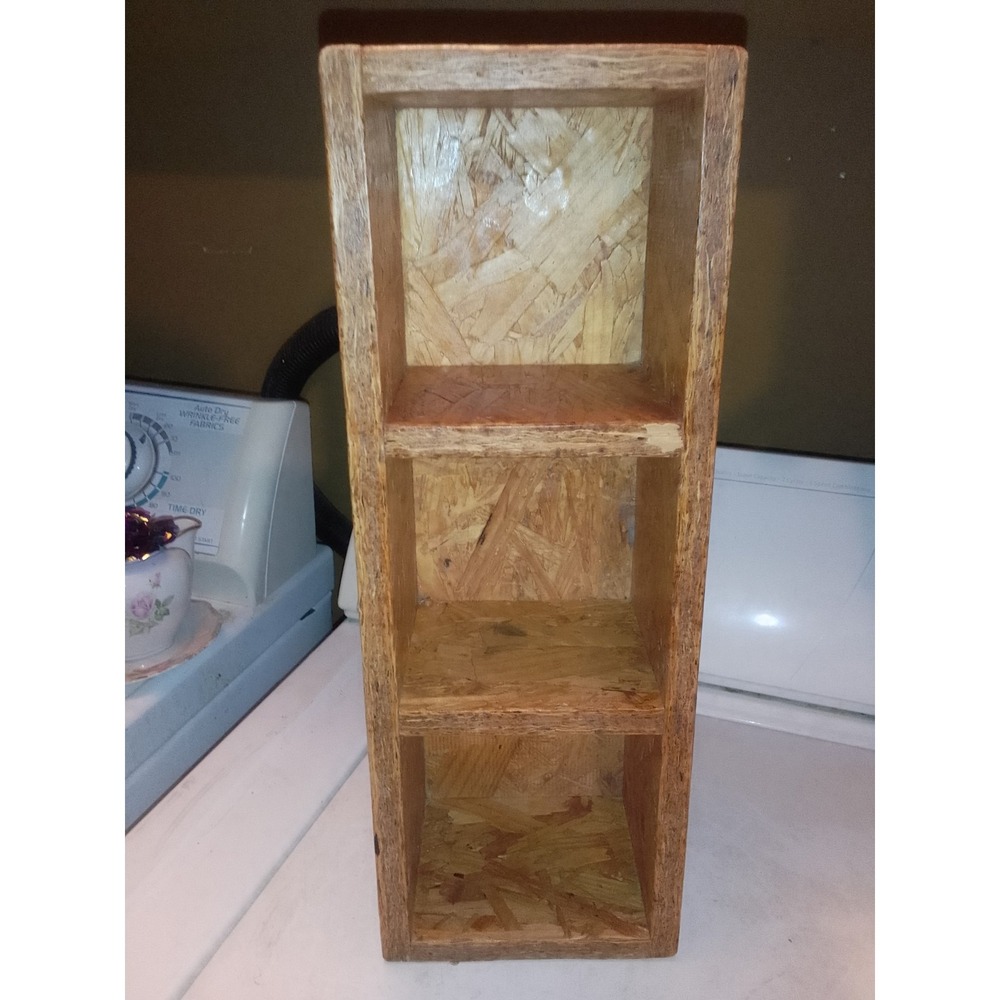 Handcrafted Wood 3 Compartment Shelf/ Box Initials Carved In It K O H Demensions - Picture 3 of 12
